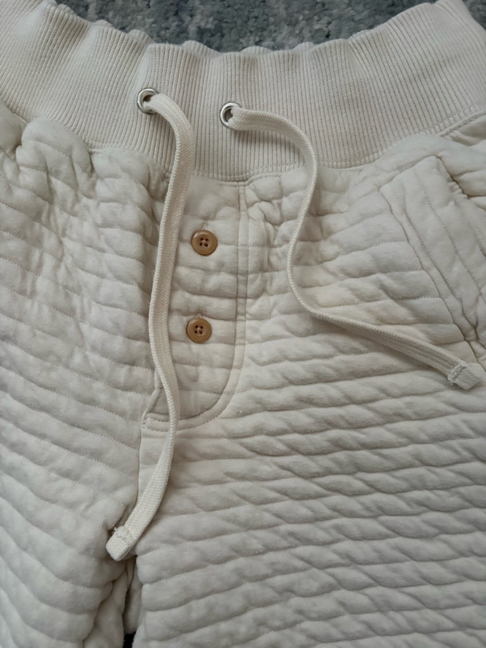 Everlane Organic Cotton Quilted Jogger Sweatpants, Women’s Medium, Bone - Picture 4 of 6